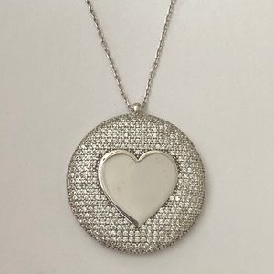 925 Silver heart cubic zirconia cz stones necklace
